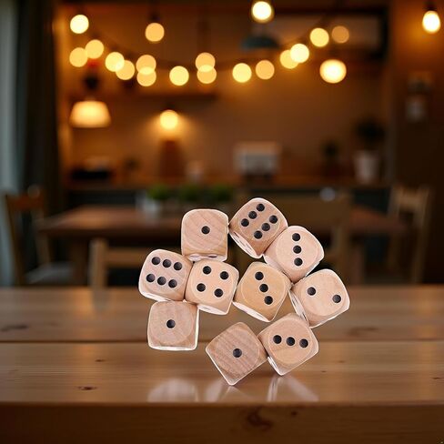 10Pcs Wooden D6 Dice Set, 20mm Round Corner, 6 Sided Gaming Dice for Adults Standard Game Dice in Saudi Arabia