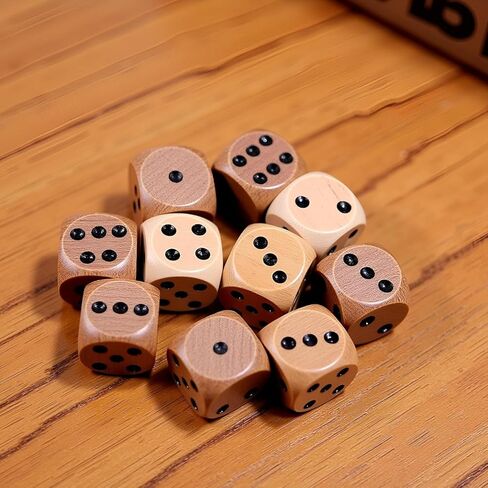 10Pcs Wooden D6 Dice Set, 20mm Round Corner, 6 Sided Gaming Dice for Adults Standard Game Dice in Saudi Arabia