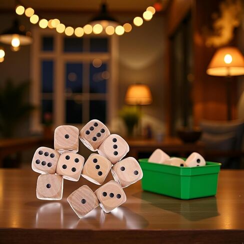 10Pcs Wooden D6 Dice Set, 20mm Round Corner, 6 Sided Gaming Dice for Adults Standard Game Dice in Saudi Arabia