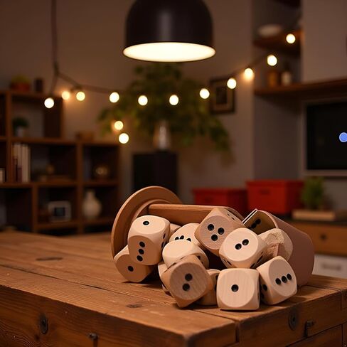 10Pcs Wooden D6 Dice Set, 20mm Round Corner, 6 Sided Gaming Dice for Adults Standard Game Dice in Saudi Arabia