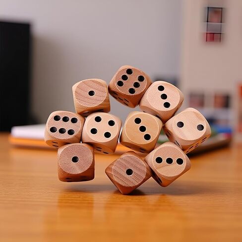 10Pcs Wooden D6 Dice Set, 20mm Round Corner, 6 Sided Gaming Dice for Adults Standard Game Dice in Saudi Arabia