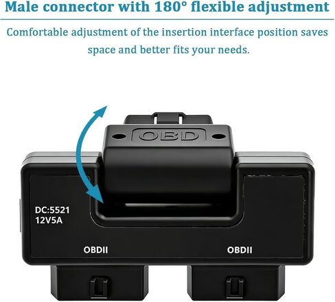 Car OBDII Splitter with Rotatable Male Port, 16 Pin Male Splitter to 2 Female Vehicle Extension Adapter, OBD2 Auto Diagnostic Port Extender Converter, Universal for SUV RV Truck in Saudi Arabia