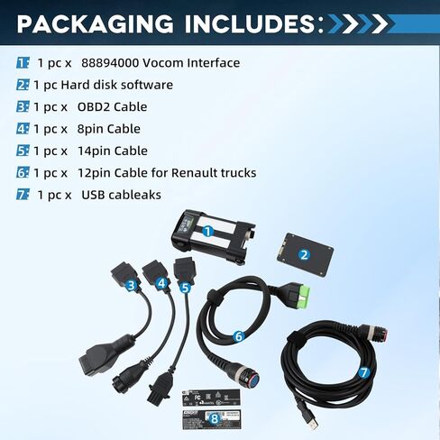 88894000 Communications Unit Adapter Compatible with Vocom II, Professional Diagnostic Tool with Software for Truck Excavator Loader Bus Yacht in Saudi Arabia