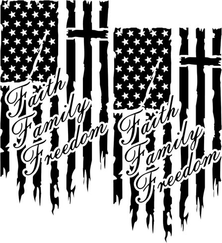 Faith Family Freedom Decal 5.5 Inch – Christian Patriotic American Flag Cross Sticker for Car Truck Laptop or Window – Waterproof Vinyl Religious Gift for Veterans Proud Americans USA Made 2-Pack in Kuwait