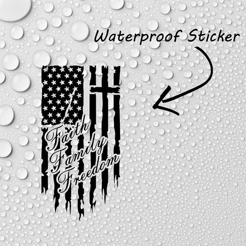 Faith Family Freedom Decal 5.5 Inch – Christian Patriotic American Flag Cross Sticker for Car Truck Laptop or Window – Waterproof Vinyl Religious Gift for Veterans Proud Americans USA Made 2-Pack in Kuwait
