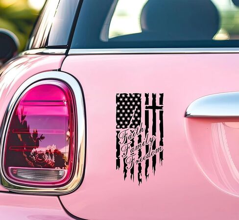 Faith Family Freedom Decal 5.5 Inch – Christian Patriotic American Flag Cross Sticker for Car Truck Laptop or Window – Waterproof Vinyl Religious Gift for Veterans Proud Americans USA Made 2-Pack in Kuwait
