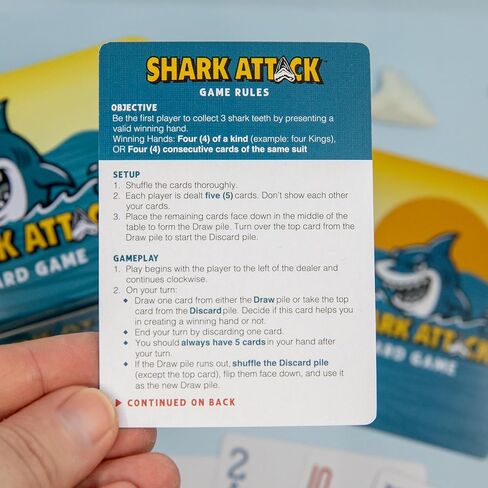 Shark Attack Card Game – Fast-Paced Family Strategy Game for All Ages, 2–6 Players, Includes 52 Cards & Shark Teeth Tokens in Durable Tin – Beach & Travel Game in Saudi Arabia
