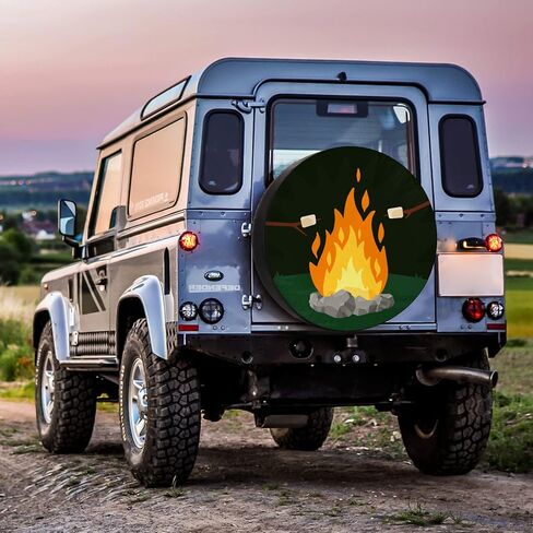 Trailer Tire Cover Camping Fire and Marshmallows RV Tire Cover for Trailer Tires Weatherproof Dustproof for Trailer CRV SUV Camp Travel Trailer 12'' 13'' 14'' 15'' 16'' 17'' (QC1103000) in Saudi Arabia