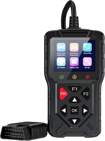 M60 2-in-1 OBD2 Scanner for Car & Motorcycle, Enhanced Live Data & Engine Fault Code Reader, Diagnostic Scan Tool for Error Check and Clear,Used for Almost OBDII Protocol Vehicles (Black) in Saudi Arabia