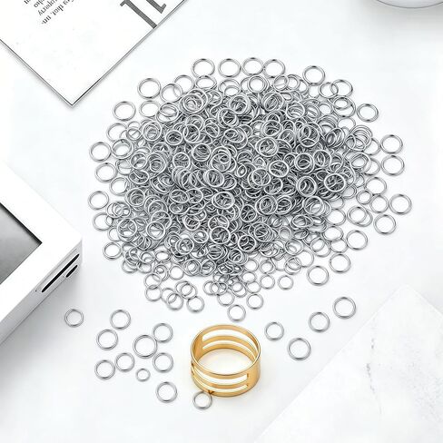 Stainless Steel Jump Ring - 600pcs 4 Sizes 4/5/6/7mm Silver Open Jump Rings for Jewelry Making DIY Bracelet Necklace Earring Keychain Repair Connector in Kuwait