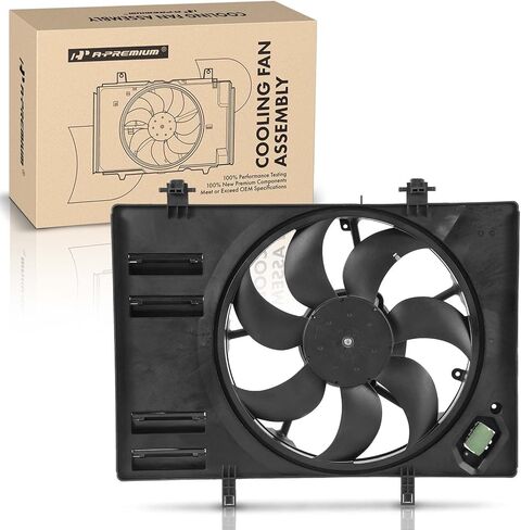 A-Premium Engine Radiator Cooling Fan Assembly Compatible with Select Ford Models - EcoSport 2018 2019 2020 2021, L3 1.0L - Replace# H1BZ8C607K in Kuwait