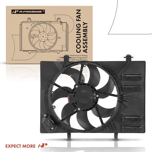 A-Premium Engine Radiator Cooling Fan Assembly Compatible with Select Ford Models - EcoSport 2018 2019 2020 2021, L3 1.0L - Replace# H1BZ8C607K in Kuwait