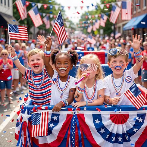 4 of July Accessories Party Favors, Independence Day Fourth of July Decorations American Memorial Parade Supplies with USA Flag, Glasses, Tatto, Blowouts, Gifts Red White Blue for Women Men in Saudi Arabia