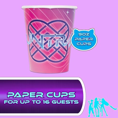 لوازم حفلات K-Pop Demon Hunters الفريدة | أساسيات أدوات المائدة | يخدم 16 | مرخص رسميًا | أطباق ومناديل وأكواب | أدوات مائدة عيد الميلاد للأطفال، إعداد سريع، تنظيف سهل in Kuwait