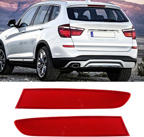 Jaronx متوافق مع عاكس المصد الخلفي BMW X3 F25 LCI 2015-2016، المصد الخلفي الأيمن والأيسر، زخرفة عدسة حمراء، استبدال ضوء عاكس الذيل لسيارات BMW X3 63257352209 63257352210 in Kuwait