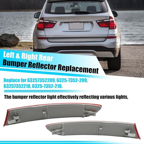 Jaronx متوافق مع عاكس المصد الخلفي BMW X3 F25 LCI 2015-2016، المصد الخلفي الأيمن والأيسر، زخرفة عدسة حمراء، استبدال ضوء عاكس الذيل لسيارات BMW X3 63257352209 63257352210 in Kuwait