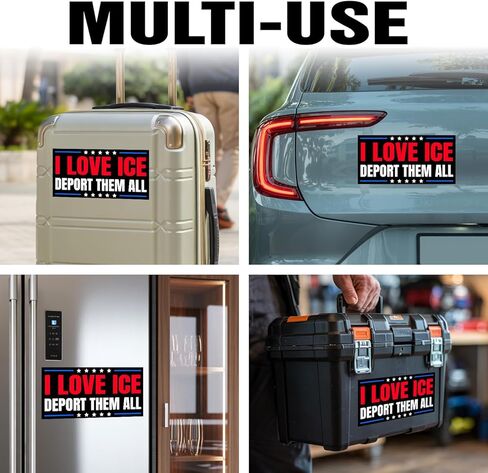 I Love ICE Deport Them All Illegals Bumper Magnet Decal I Stand with Ice Political Magnetic Bumper Sticker for Truck Door Bumper Car 7.5x3.75in in Saudi Arabia