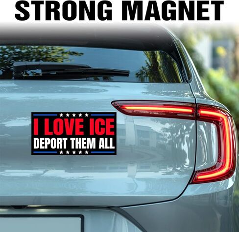 I Love ICE Deport Them All Illegals Bumper Magnet Decal I Stand with Ice Political Magnetic Bumper Sticker for Truck Door Bumper Car 7.5x3.75in in Saudi Arabia