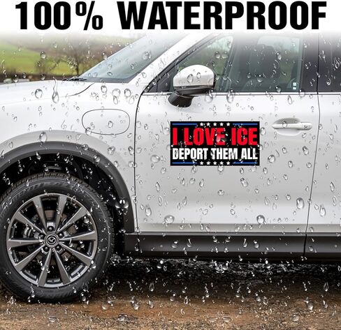 I Love ICE Deport Them All Illegals Bumper Magnet Decal I Stand with Ice Political Magnetic Bumper Sticker for Truck Door Bumper Car 7.5x3.75in in Saudi Arabia