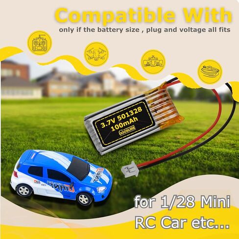 3.7V 100mAh 501328 20C Mini RC Car Battery Compatible with 1/28 Mini Quadcopter Speed Toy Racing Car,1:28 Scale Remote Control Drift Car in Saudi Arabia
