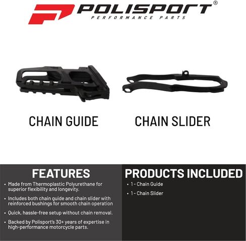 Polisport Motocross Motorcycles (MX) دليل سلسلة + سلسلة منزلق لهوندا CRF450R (2013) الدراجات الترابية - دليل سلسلة TPU عالي الجودة ومنزلق، متين، سهل التركيب، أسود in Kuwait