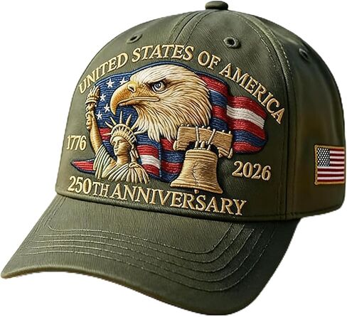 USA 250th Anniversary Celebration Hat - Bald Eagle Embroidery Patriotic Adjustable Retro Baseball Cap for Men Women in Saudi Arabia