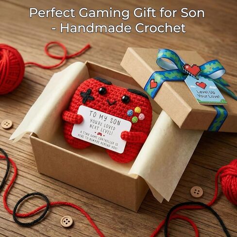 1Pc Crochet Game Controller Plush, Gifts for Teen Boys, Emotional Support Crochet for Gamer & Gifts for Boy (Red) in Saudi Arabia