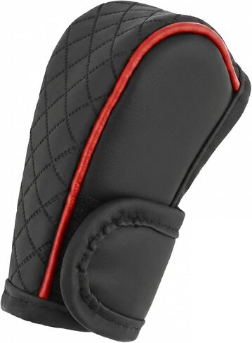 Car Gear Shift Cover, Anti-Slip Leather Gear Shift Knob Cover, Universal Stick Shifting Knob Decorative Protector for Most Cars, Trucks, SUVs (Red) in Saudi Arabia