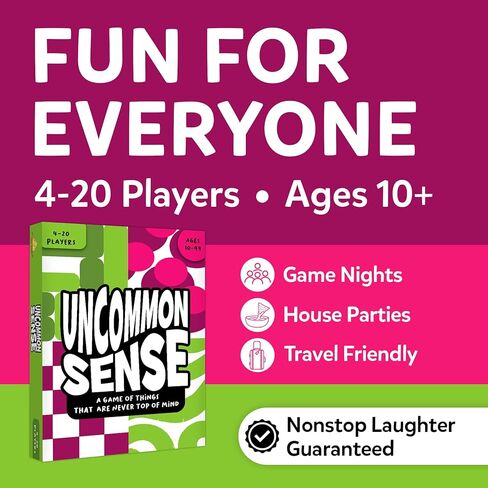 Gouda Games Uncommon Sense – Hilarious Family Guessing Game for Big Groups, Quick-Thinking Word Party Game for Adults and Teens, Perfect for Game Nights, Gift for Ages 10, 11, 12 and Up, 4-20 Players in Saudi Arabia