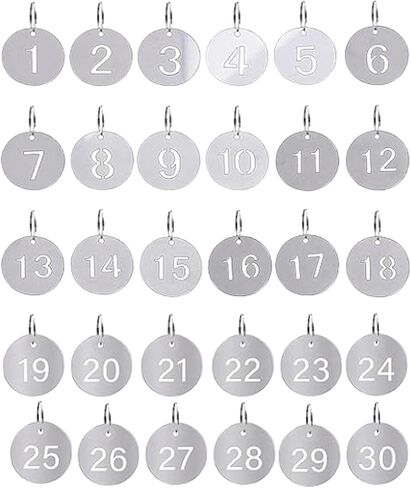 1-30 Metal Numbered Tags, Round Stainless Steel Number Key Rings, Hollowed-Out Metal Hanging ID Tags, Identifiers Labels for Dormitory House Lockers in Saudi Arabia