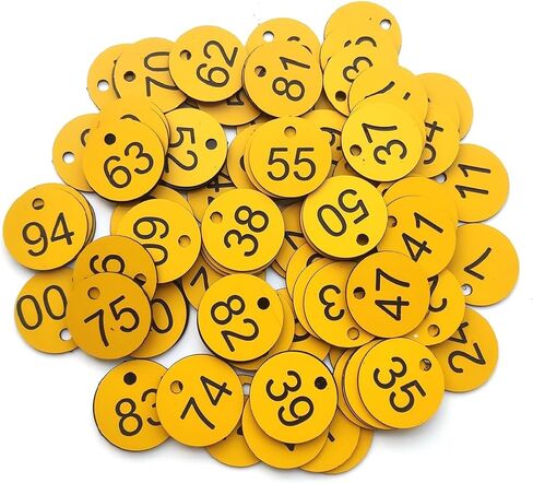 Engraved Numbered Tags, 500 pcs Multicolor Plastic Number Tags 1-500 Round 3.5cm(1-500 Yellow Black) in Saudi Arabia