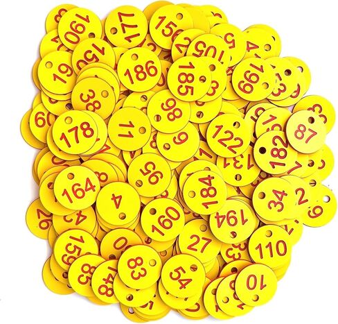 Engraved Numbered Tags, 500 pcs Multicolor Plastic Number Tags 1-500 Round 3.5cm(1-500 Yellow Black) in Saudi Arabia