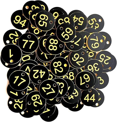 Engraved Numbered Tags, 500 pcs Multicolor Plastic Number Tags 1-500 Round 3.5cm(1-500 Yellow Black) in Saudi Arabia