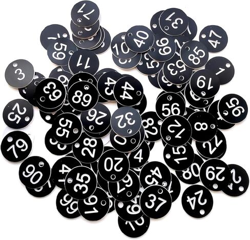 Engraved Numbered Tags, 500 pcs Multicolor Plastic Number Tags 1-500 Round 3.5cm(1-500 Yellow Black) in Saudi Arabia