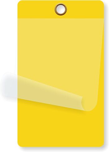 SmartSign (عبوة من 25) بطاقة تصفيح ذاتية صفراء فارغة قابلة للكتابة، 3.25 × 5.5 بوصة، علامات فينيل سميكة 10 مل مع غطاء بوليستر شفاف وفتحة معدنية 1/4 بوصة، للسيارات والعقارات وتحديد الهوية in Kuwait