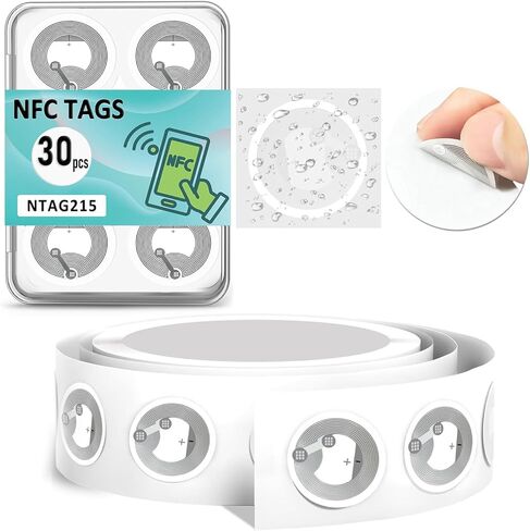 100 Pack NFC Tags Sticker Programmable NFC NTAG215 Chip, Adhesive Labels Transparent RFID Tags Rewritable 504 Bytes Memory Compatible with TagMo and All NFC-Enabled Devices in Saudi Arabia