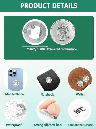 100 حزمة من ملصقات NFC NTAG215 القابلة للبرمجة، ملصقات لاصقة، علامات RFID شفافة قابلة لإعادة الكتابة، ذاكرة 504 بايت متوافقة مع TagMo وجميع الأجهزة التي تدعم NFC in Kuwait