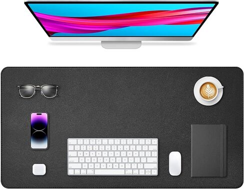 Leather Desk Pad Protector, Office Desk Mat, Large Mouse Pad, Non-Slip PU Leather Desk Blotter, Waterproof Computer Desk Writing Pad for Office and Home (Black, 31.5" x 15.7") in Saudi Arabia