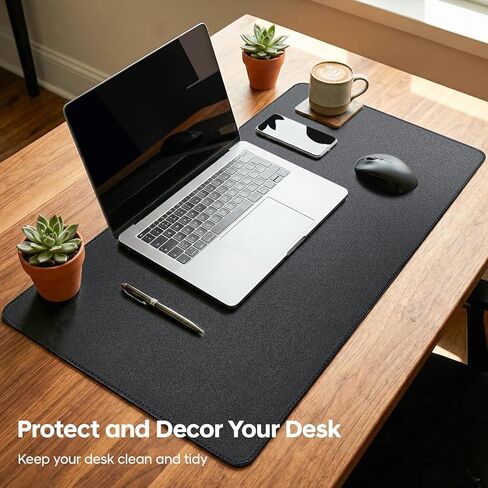 Leather Desk Pad Protector, Office Desk Mat, Large Mouse Pad, Non-Slip PU Leather Desk Blotter, Waterproof Computer Desk Writing Pad for Office and Home (Black, 31.5" x 15.7") in Saudi Arabia