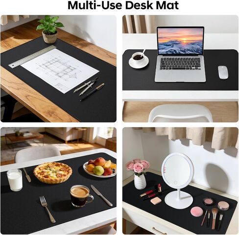 Leather Desk Pad Protector, Office Desk Mat, Large Mouse Pad, Non-Slip PU Leather Desk Blotter, Waterproof Computer Desk Writing Pad for Office and Home (Black, 31.5" x 15.7") in Saudi Arabia