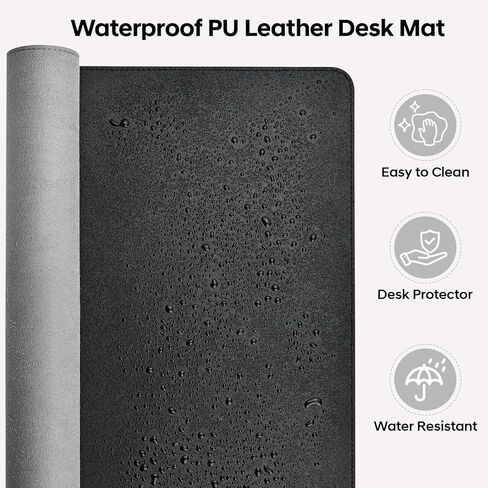 Leather Desk Pad Protector, Office Desk Mat, Large Mouse Pad, Non-Slip PU Leather Desk Blotter, Waterproof Computer Desk Writing Pad for Office and Home (Black, 31.5" x 15.7") in Saudi Arabia
