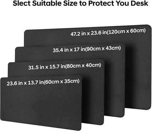 Leather Desk Pad Protector, Office Desk Mat, Large Mouse Pad, Non-Slip PU Leather Desk Blotter, Waterproof Computer Desk Writing Pad for Office and Home (Black, 31.5" x 15.7") in Saudi Arabia
