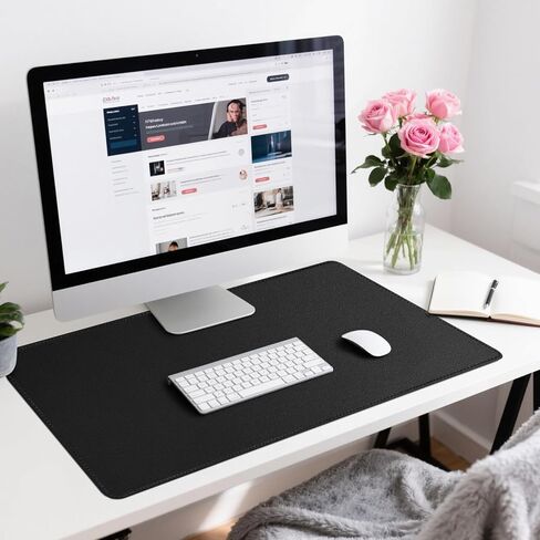 Leather Desk Pad Protector, Office Desk Mat, Large Mouse Pad, Non-Slip PU Leather Desk Blotter, Waterproof Computer Desk Writing Pad for Office and Home (Black, 31.5" x 15.7") in Saudi Arabia