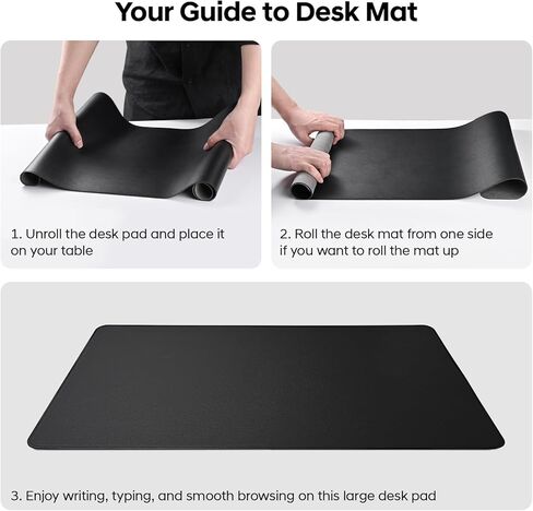 Leather Desk Pad Protector, Office Desk Mat, Large Mouse Pad, Non-Slip PU Leather Desk Blotter, Waterproof Computer Desk Writing Pad for Office and Home (Black, 31.5" x 15.7") in Saudi Arabia