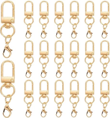 uxcell 20Pcs Metal Lobster Claw Clasps, Double Lanyard Clips, Swivel Clasp Snap Hooks for Jewelry Making, Keychains, Bags, DIY Crafts Findings, Red in Kuwait