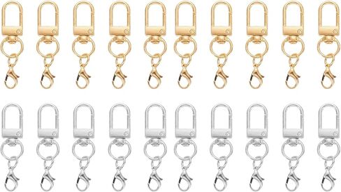 uxcell 20Pcs Metal Lobster Claw Clasps, Double Lanyard Clips, Swivel Clasp Snap Hooks for Jewelry Making, Keychains, Bags, DIY Crafts Findings, Red in Kuwait