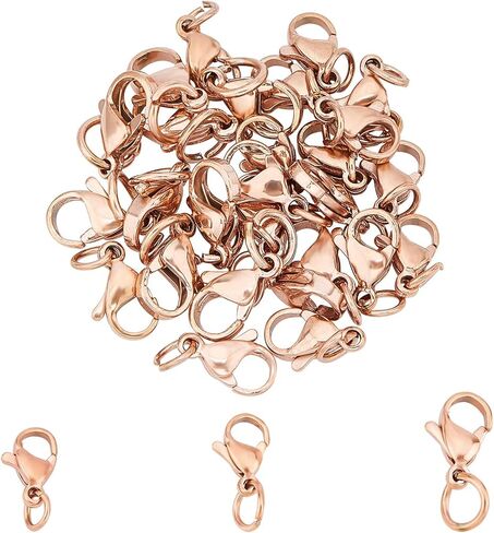 20pcs/Set Double Lobster Clasp, Ideal Accessory for Necklaces, Bracelets, Keychains, DIY, Jewelry Making Rose Gold in Kuwait
