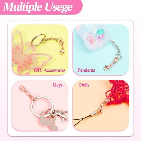 20pcs/Set Double Lobster Clasp, Ideal Accessory for Necklaces, Bracelets, Keychains, DIY, Jewelry Making Rose Gold in Kuwait
