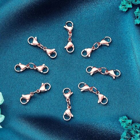 20pcs/Set Double Lobster Clasp, Ideal Accessory for Necklaces, Bracelets, Keychains, DIY, Jewelry Making Rose Gold in Kuwait