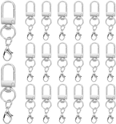 uxcell 20Pcs Metal Lobster Claw Clasps, Double Lanyard Clips, Swivel Clasp Snap Hooks for Jewelry Making, Keychains, Bags, DIY Crafts Findings, Red in Kuwait